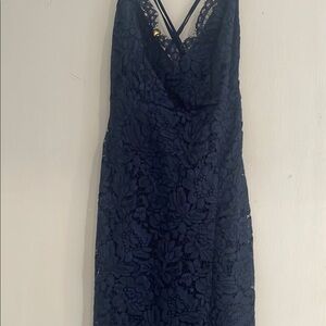 Lulu's Blue Sheath Spaghetti Strap Midi Dress